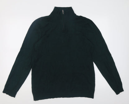 Very Mens Green High Neck  Viscose Pullover Jumper Size M