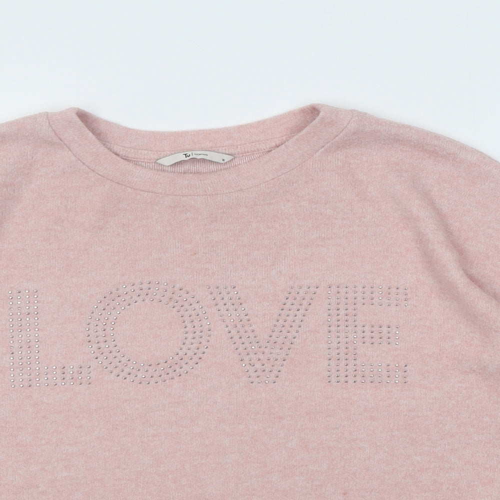 TU Womens Pink Crew Neck  Polyacrylate Fibre Pullover Jumper Size 16