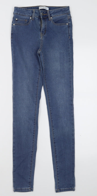 Primark Womens Blue  Cotton Skinny Jeans Size 6 L29 in Regular Button