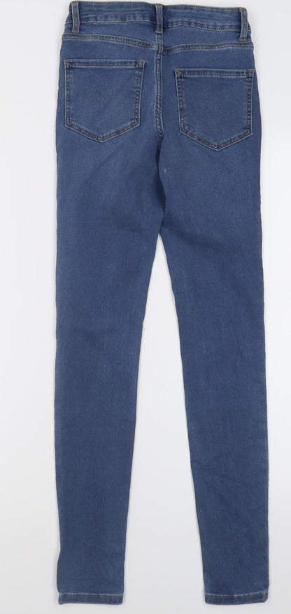 Primark Womens Blue  Cotton Skinny Jeans Size 6 L29 in Regular Button