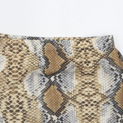 In the Style Womens Brown Animal Print Polyester A-Line Skirt Size 8