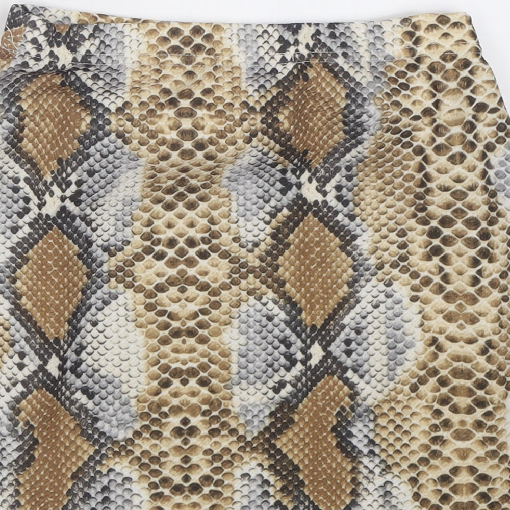 In the Style Womens Brown Animal Print Polyester A-Line Skirt Size 8