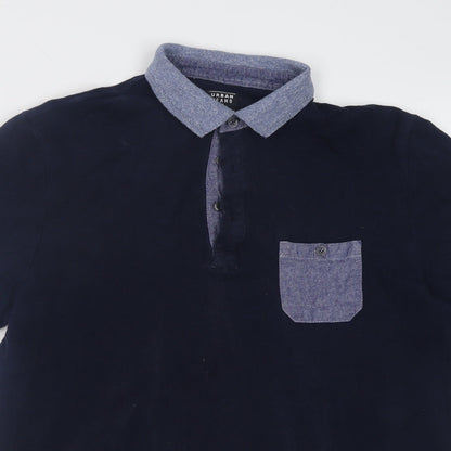 urban jeans Mens Blue  Cotton  Polo Size L Collared Button