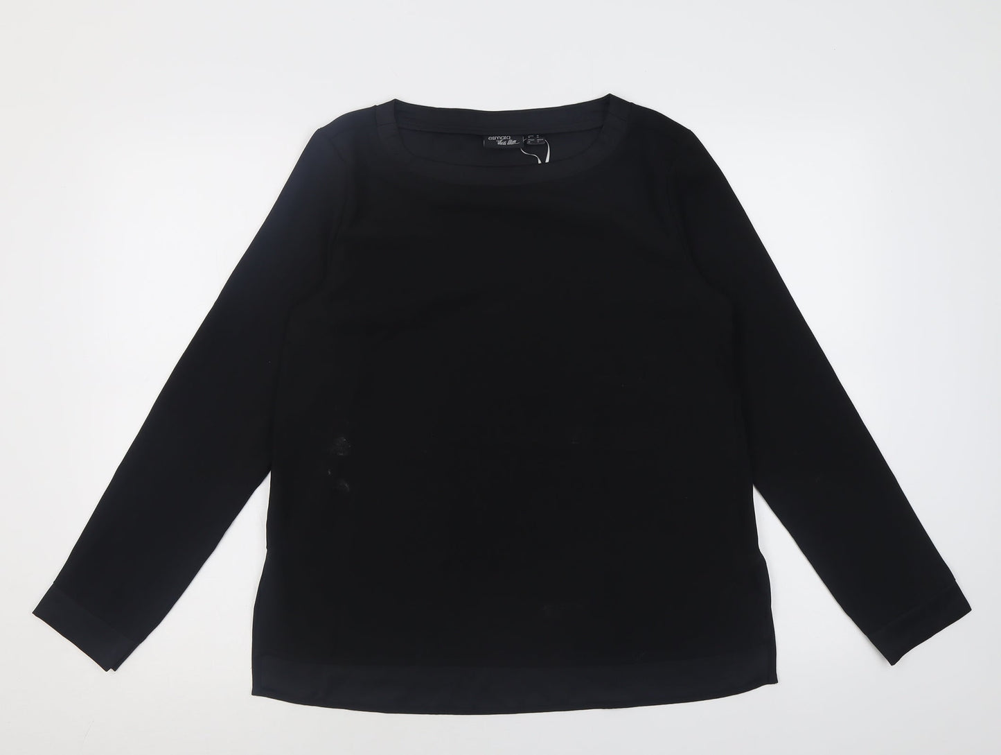 ESMARA Womens Black  Polyester Basic Blouse Size 12 Crew Neck