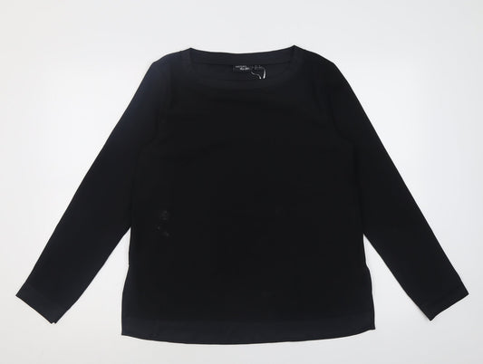 ESMARA Womens Black  Polyester Basic Blouse Size 12 Crew Neck