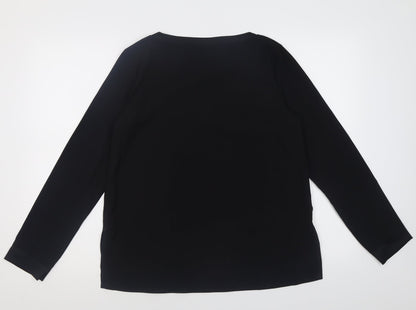 ESMARA Womens Black  Polyester Basic Blouse Size 12 Crew Neck