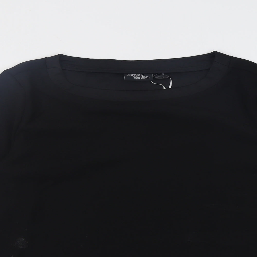 ESMARA Womens Black  Polyester Basic Blouse Size 12 Crew Neck