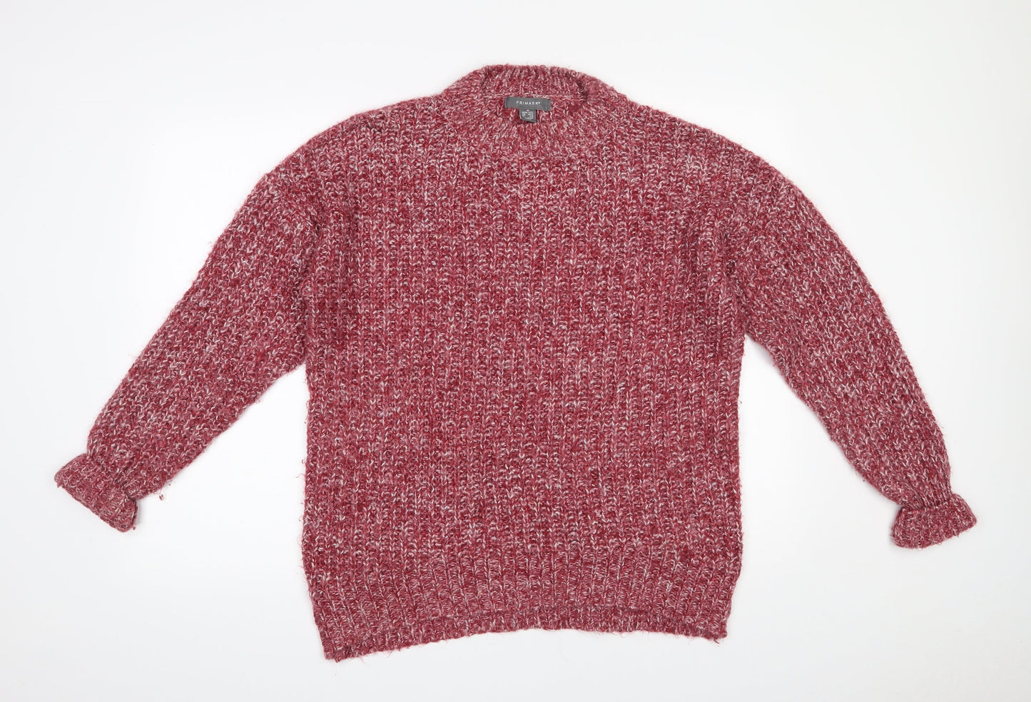 Primark Womens Red Roll Neck  Acrylic Pullover Jumper Size 12