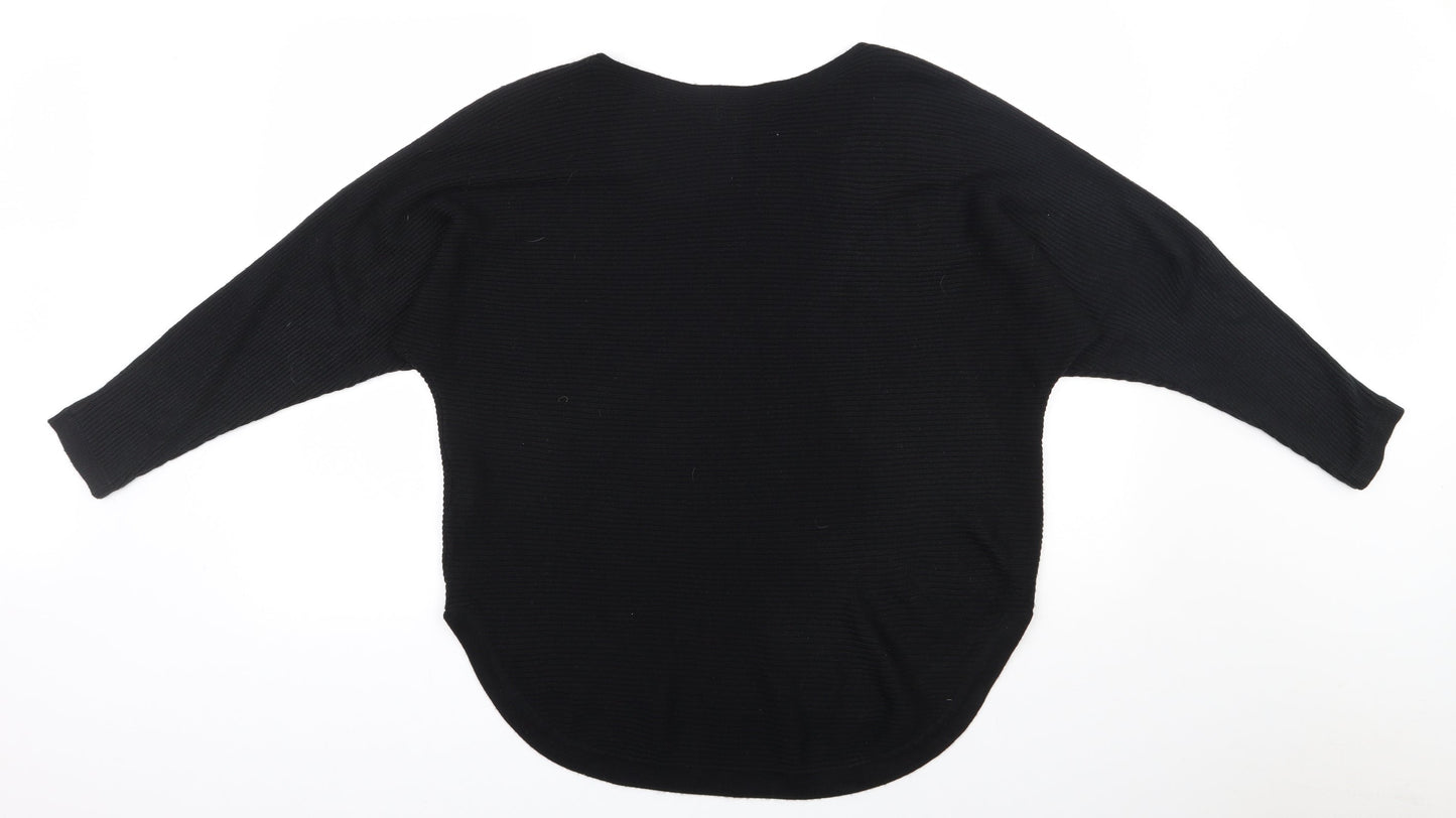 Womens UK Size 16 Debenhams Black Henley Jumper