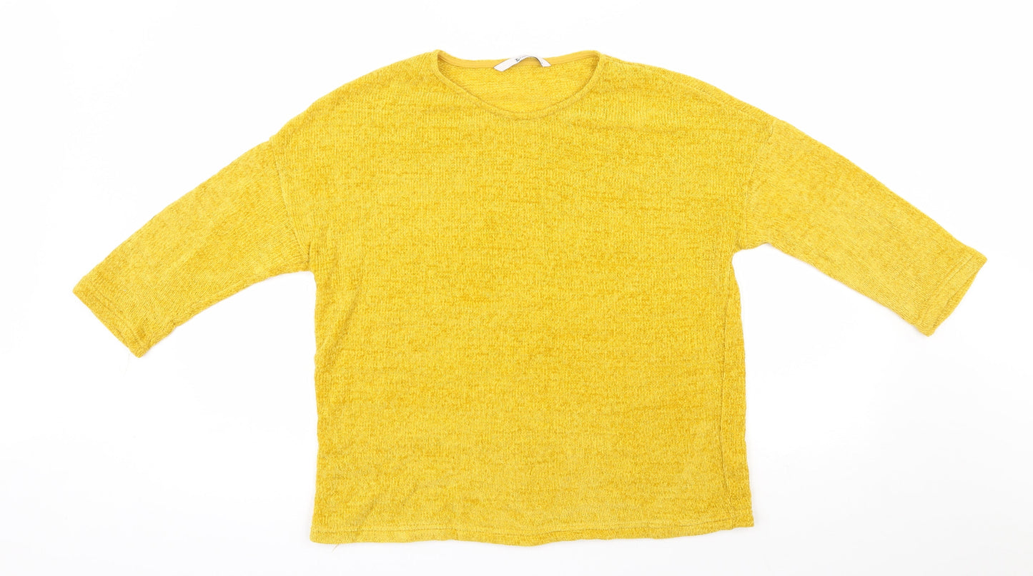 TU Womens Yellow Round Neck  Acrylic Pullover Jumper Size 8
