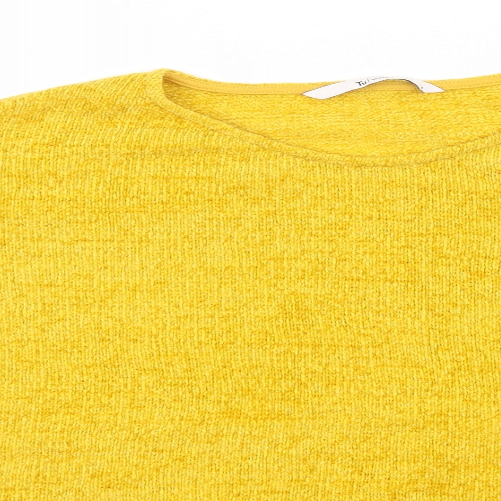 TU Womens Yellow Round Neck  Acrylic Pullover Jumper Size 8