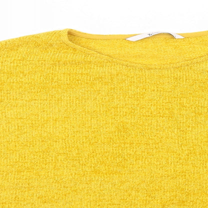 TU Womens Yellow Round Neck  Acrylic Pullover Jumper Size 8