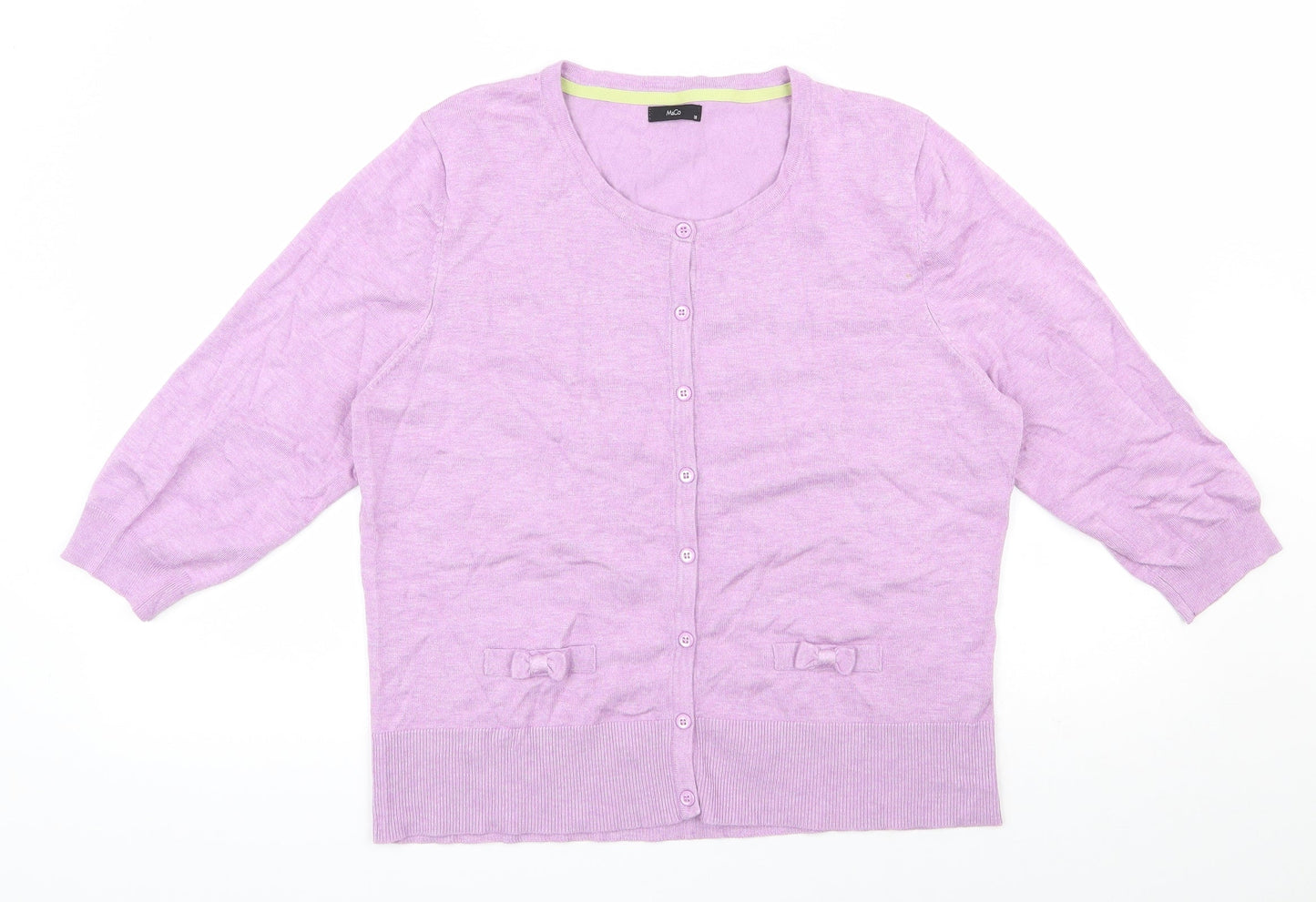 Womens UK Size 18 M&Co Purple Cardigan Jumper