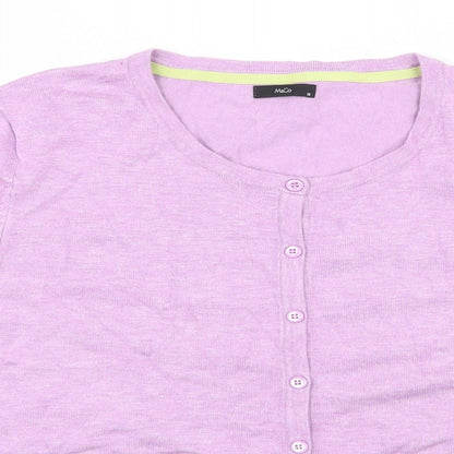Womens UK Size 18 M&Co Purple Cardigan Jumper