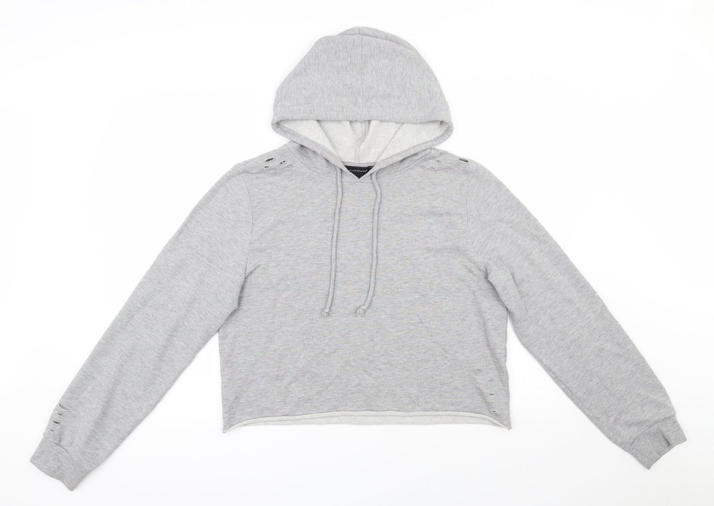 Atmosphere Womens Grey  Polyester Pullover Sweatshirt Size 14  Pullover - cropped, distressed