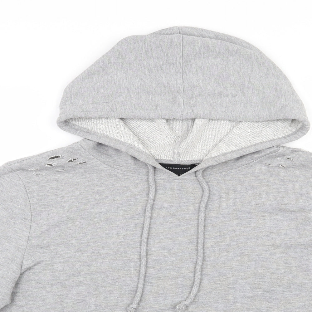 Atmosphere Womens Grey  Polyester Pullover Sweatshirt Size 14  Pullover - cropped, distressed