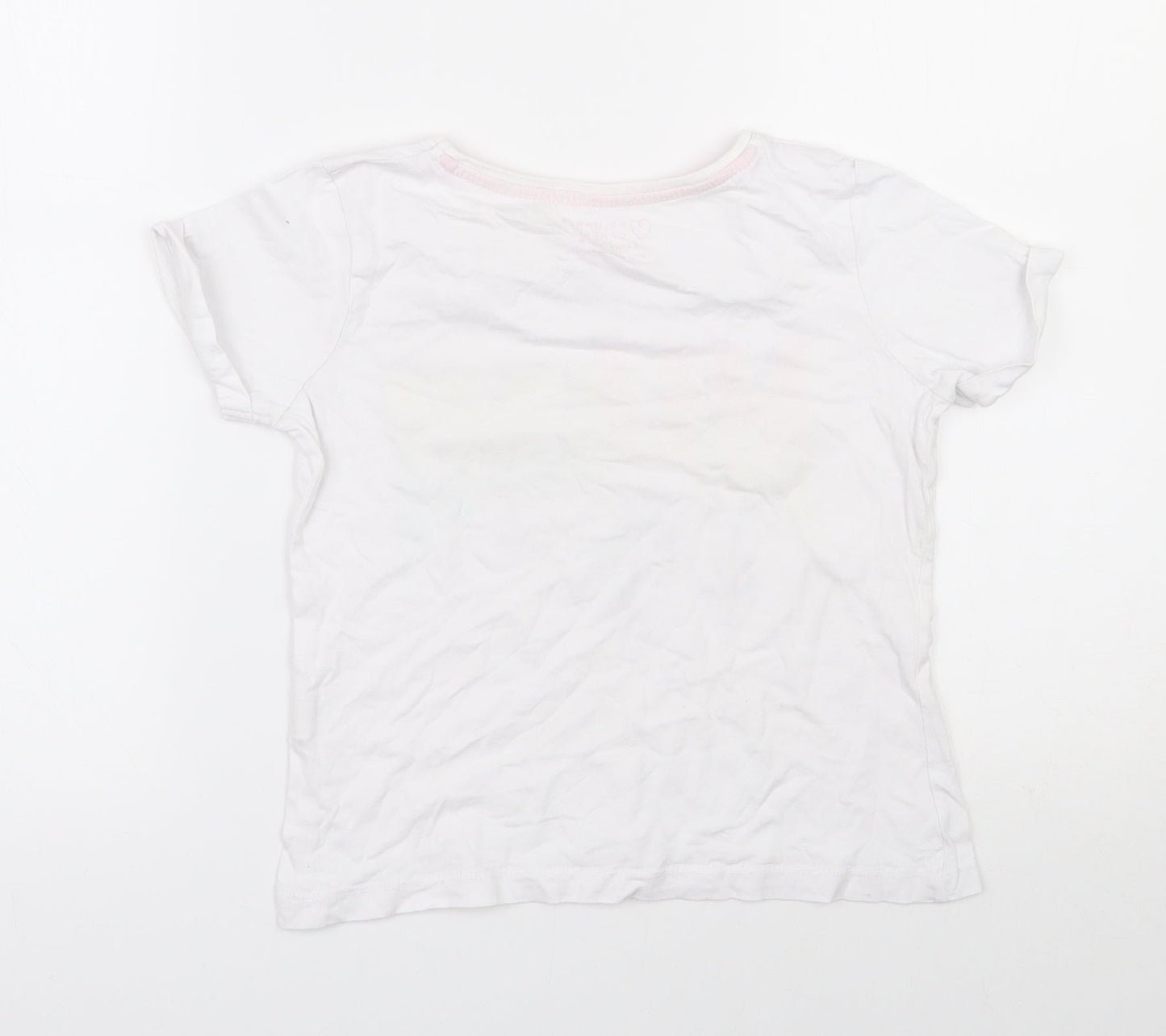 Primark Girls White  100% Cotton Basic T-Shirt Size 8-9 Years Round Neck Pullover - Miami