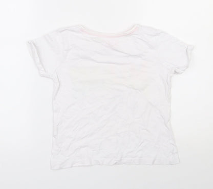 Primark Girls White  100% Cotton Basic T-Shirt Size 8-9 Years Round Neck Pullover - Miami