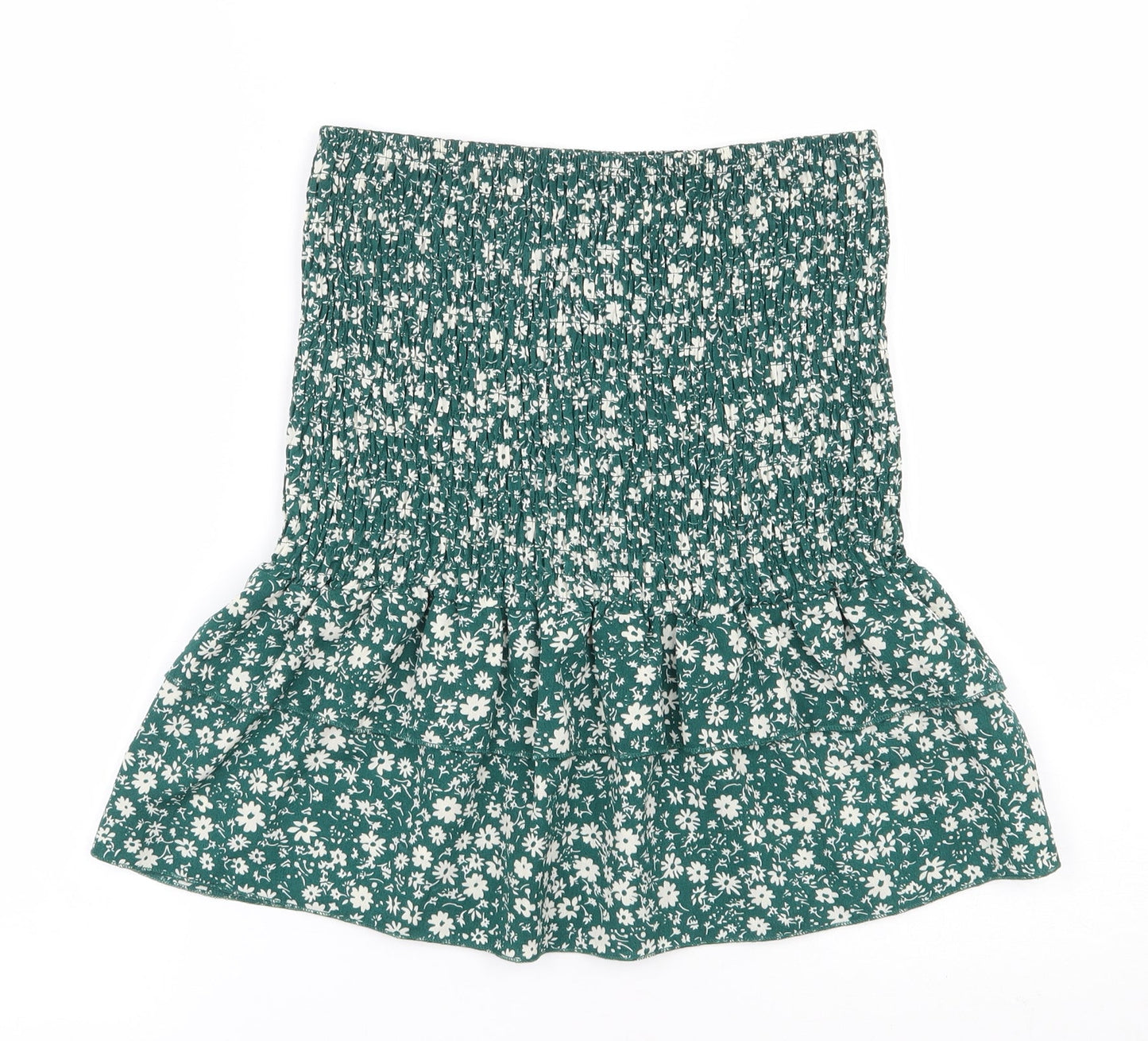 SheIn Womens Green Floral Polyester Basic Blouse Size S Off the Shoulder