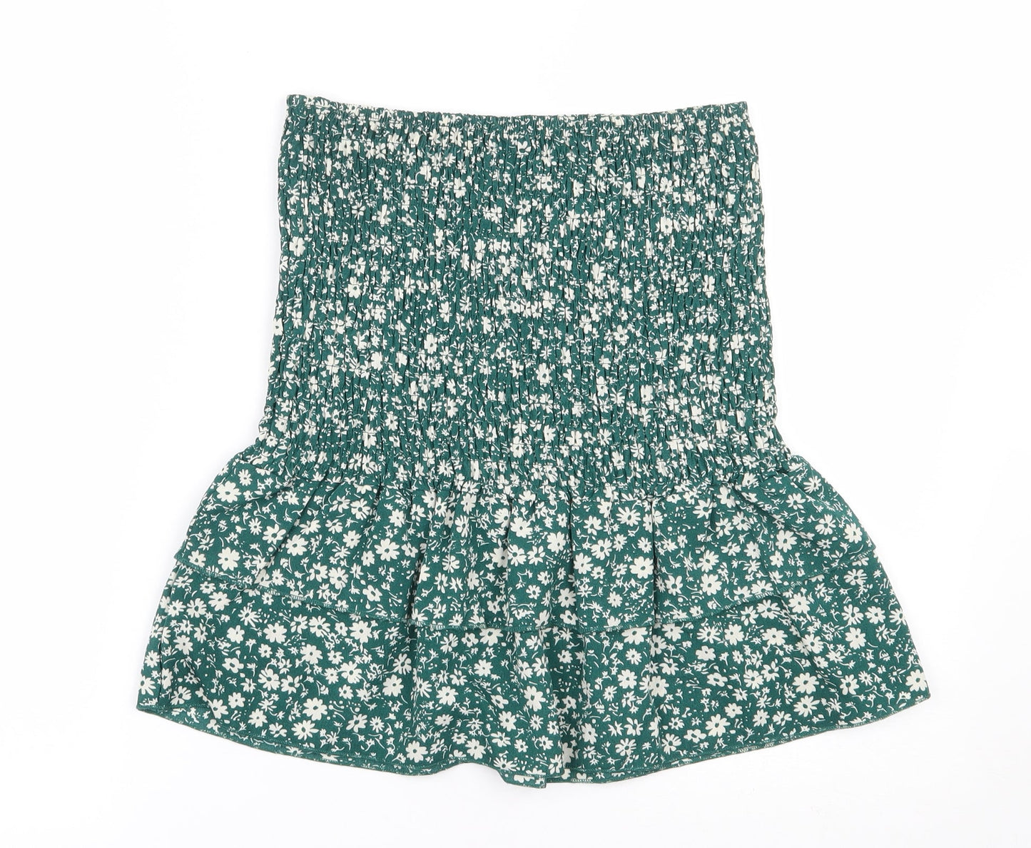 SheIn Womens Green Floral Polyester Basic Blouse Size S Off the Shoulder