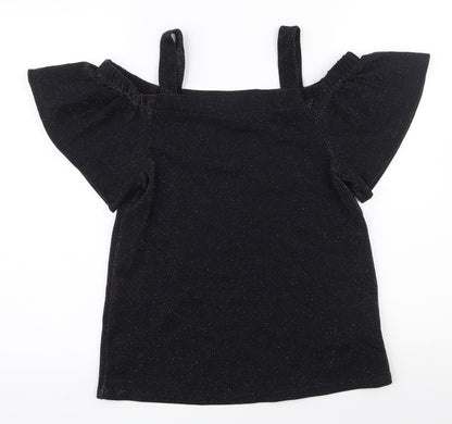 F&F Womens Black  Polyamide Basic Blouse Size 8 Off the Shoulder