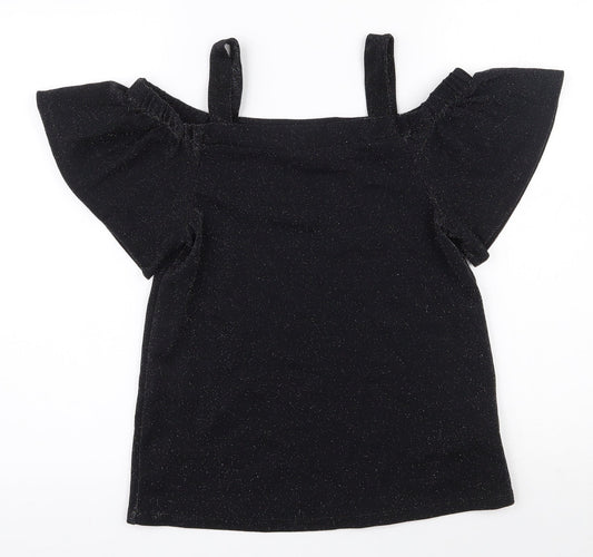 F&F Womens Black  Polyamide Basic Blouse Size 8 Off the Shoulder