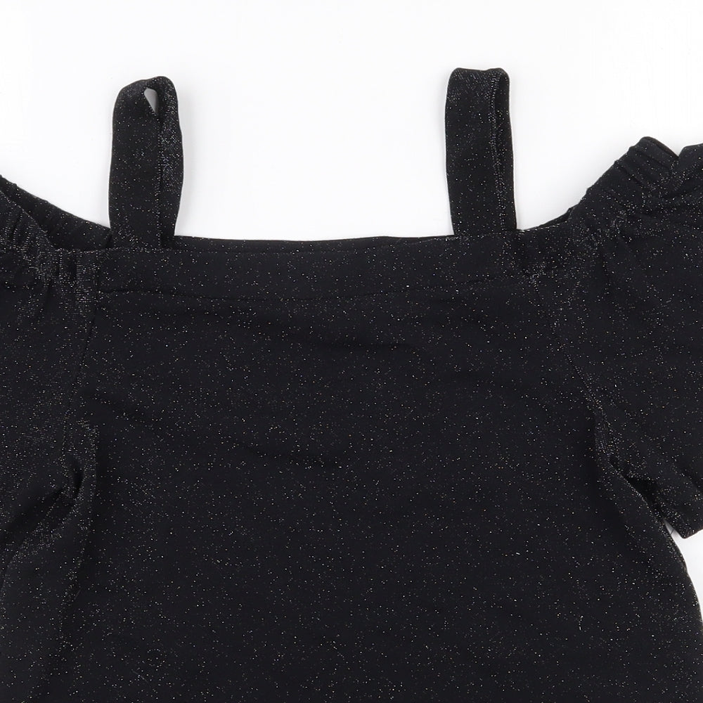 F&F Womens Black  Polyamide Basic Blouse Size 8 Off the Shoulder