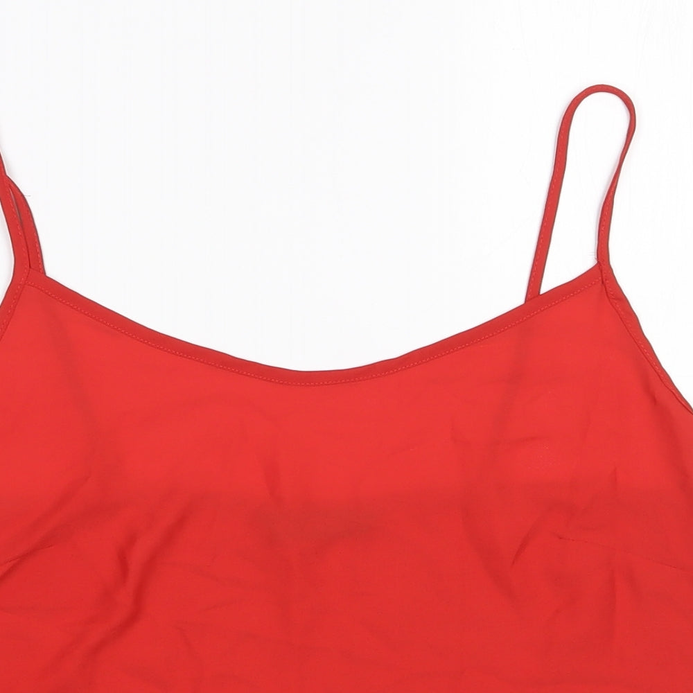 F&F Womens Red  Polyester Camisole Blouse Size 10 Scoop Neck
