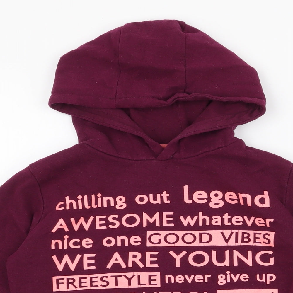 Dunnes Stores Boys Purple  Cotton Pullover Hoodie Size 7 Years  Pullover - good vibes , epic