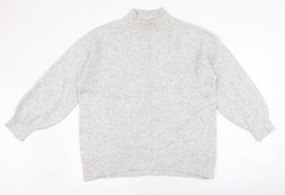 George Womens Grey High Neck  Acrylic Pullover Jumper Size M