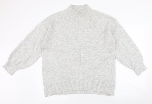 George Womens Grey High Neck  Acrylic Pullover Jumper Size M