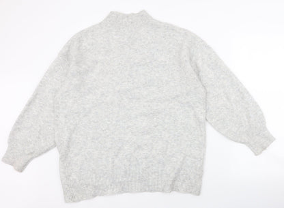 George Womens Grey High Neck  Acrylic Pullover Jumper Size M