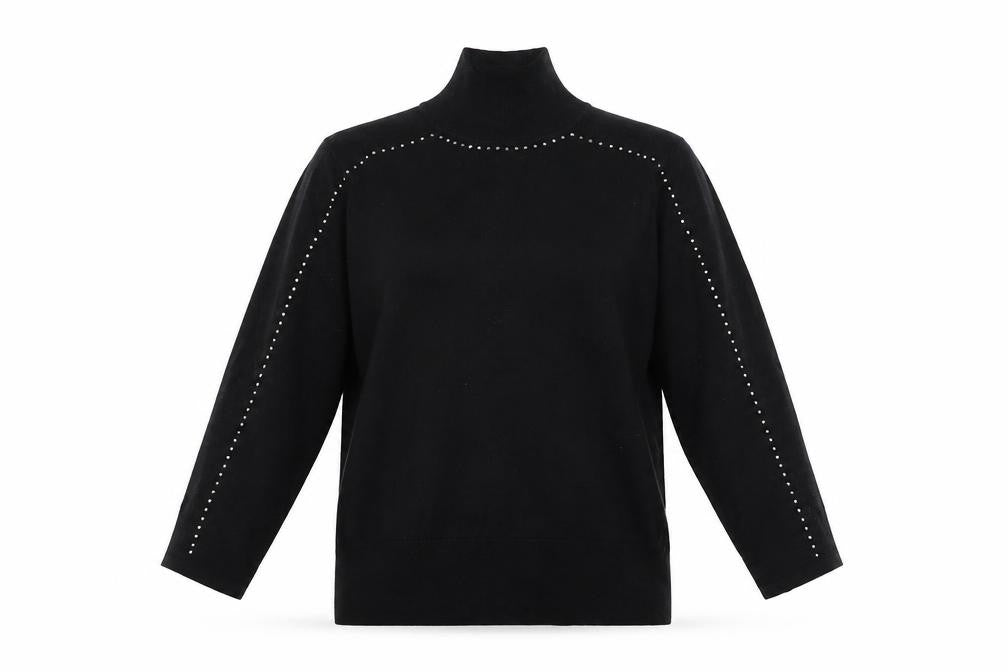 Womens UK Size M Cable & Gauge Black Pullover Jumper