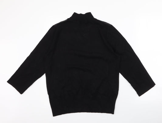 Cable & Gauge Womens Black Round Neck  Viscose Pullover Jumper Size M   - Mesh Shoulders