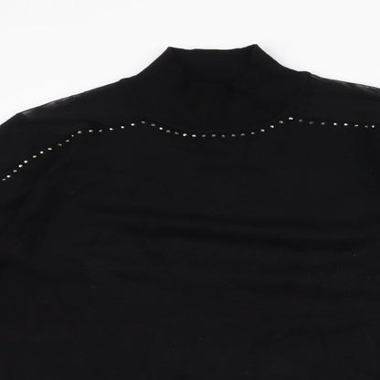 Cable & Gauge Womens Black Round Neck  Viscose Pullover Jumper Size M   - Mesh Shoulders