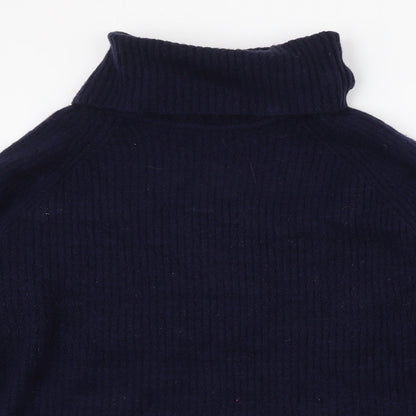 First Avenue Womens Blue Roll Neck Striped Acrylic Pullover Jumper Size M