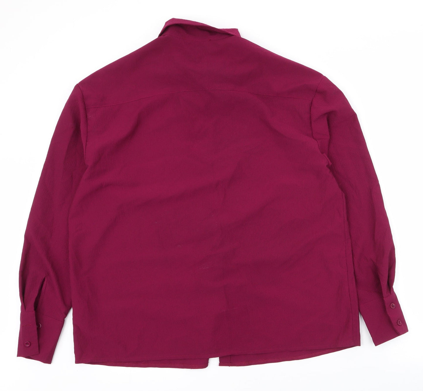 SheIn Womens Purple  Polyester Basic Button-Up Size S Collared