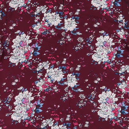 Primark Womens Purple Floral Polyester Basic Blouse Size 8 Round Neck