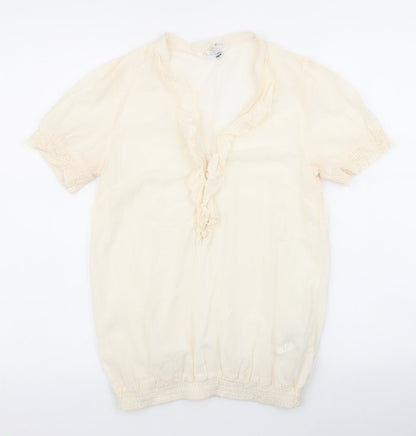 Womens UK Size 6 H&M Ivory Basic Blouse
