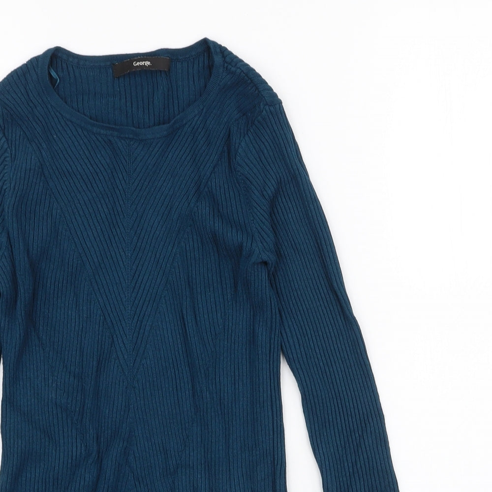 George Womens Blue Round Neck  Viscose Pullover Jumper Size 8
