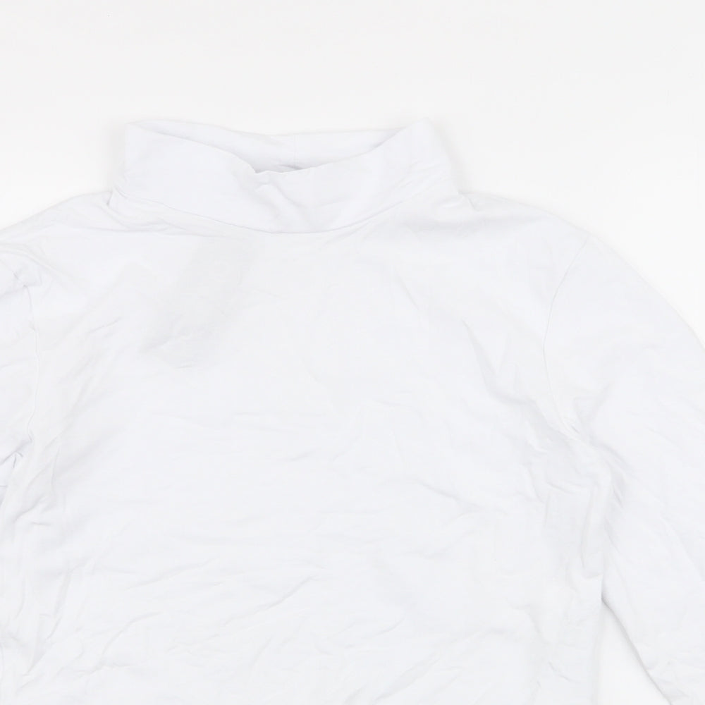 Boohoo Womens White  Cotton Cropped T-Shirt Size 16 High Neck