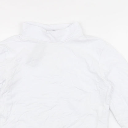 Boohoo Womens White  Cotton Cropped T-Shirt Size 16 High Neck