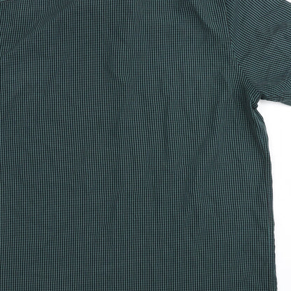 F&F Mens Green Striped Polyester  Button-Up Size M Round Neck Button - Chest Pocket