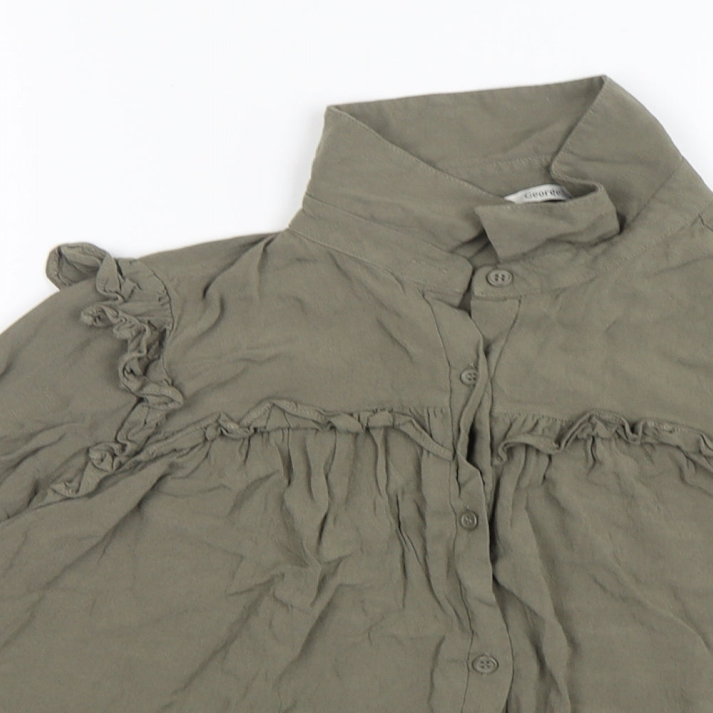 George Womens Green  Viscose Basic Button-Up Size 14 Collared