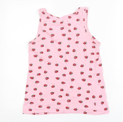 Dunnes Stores Womens Pink Polka Dot Cotton Top Pyjama Top Size S