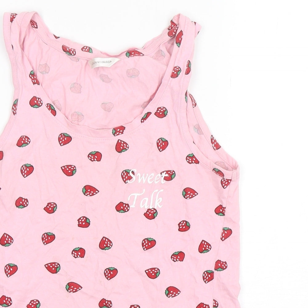 Dunnes Stores Womens Pink Polka Dot Cotton Top Pyjama Top Size S