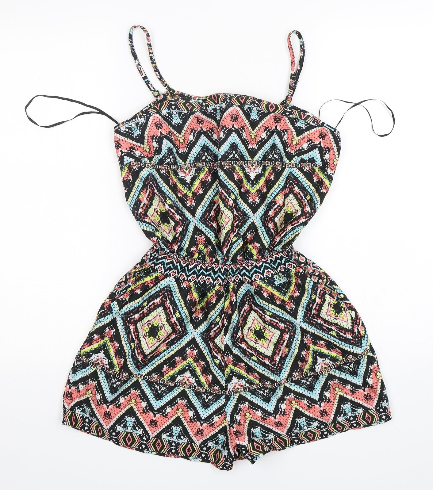 Atmosphere Womens Multicoloured Argyle/Diamond Polyester Playsuit One-Piece Size 8