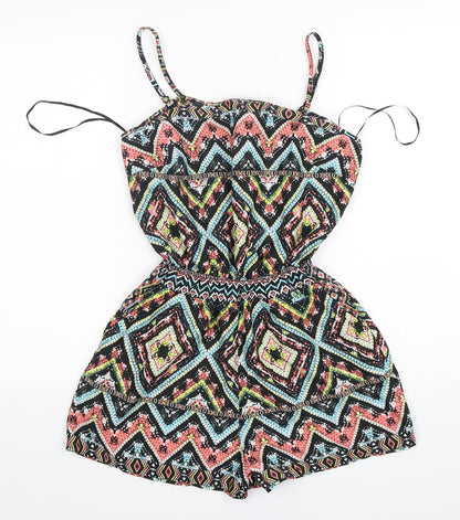 Atmosphere Womens Multicoloured Argyle/Diamond Polyester Playsuit One-Piece Size 8