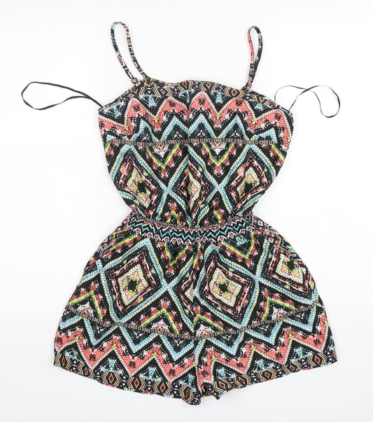 Atmosphere Womens Multicoloured Argyle/Diamond Polyester Playsuit One-Piece Size 8