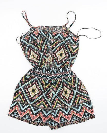 Atmosphere Womens Multicoloured Argyle/Diamond Polyester Playsuit One-Piece Size 8